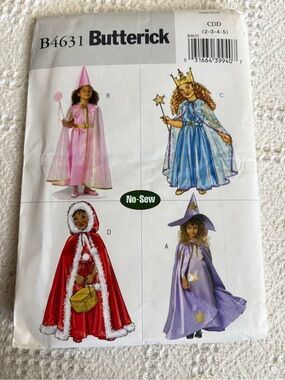 Butterick Pattern B4631 CDD for Girl’s No-Sew  Costumes